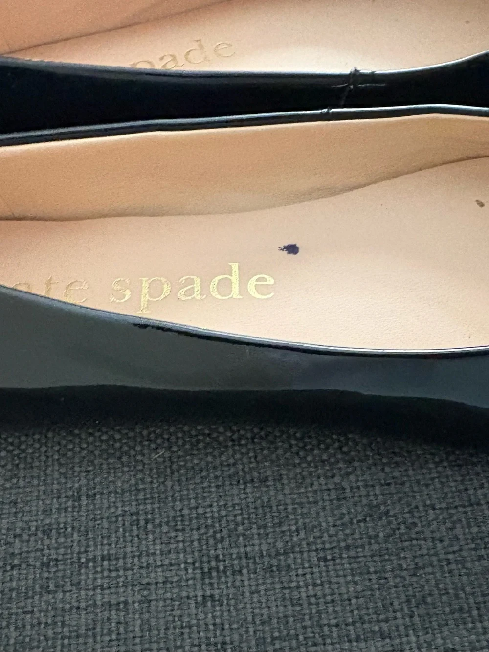 Black Patent Leather Kate Spade Kiersten Flats with Bow Size Size 8 Used